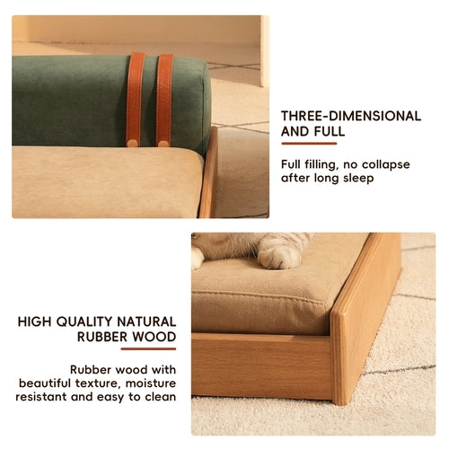 Modern Wooden Pet Bed for Cats & Dogs – Oak Veneer Frame with