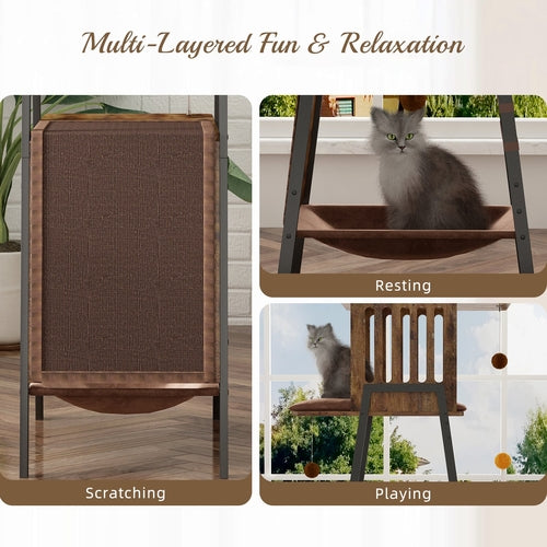 58-Inch Modern Cat Tree for Large Cats – Wooden Maine Coon Cat Tower