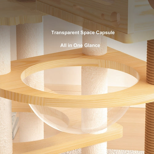 66.9" Modern Wood Cat Tree Tower – Multi-Level Cat Condo with Sisal