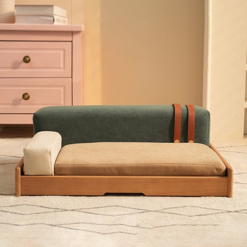 Modern Wooden Pet Bed for Cats & Dogs – Oak Veneer Frame with