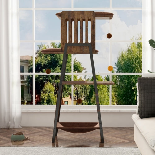 58-Inch Modern Cat Tree for Large Cats – Wooden Maine Coon Cat Tower